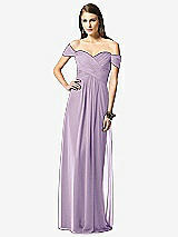 Front View Thumbnail - Pale Purple Off-the-Shoulder Ruched Chiffon Maxi Dress - Alessia