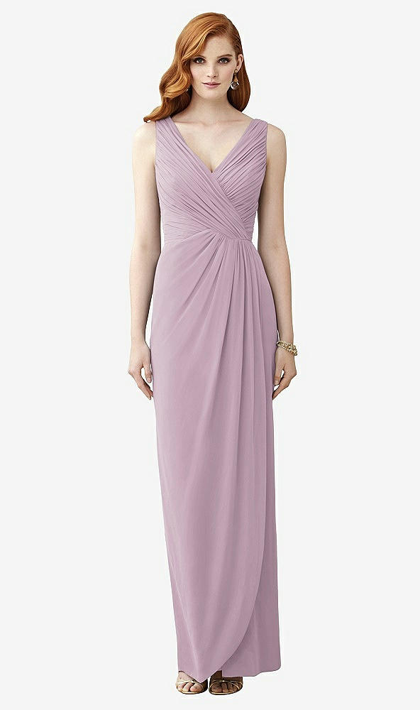 Front View - Suede Rose Sleeveless Draped Faux Wrap Maxi Dress - Dahlia