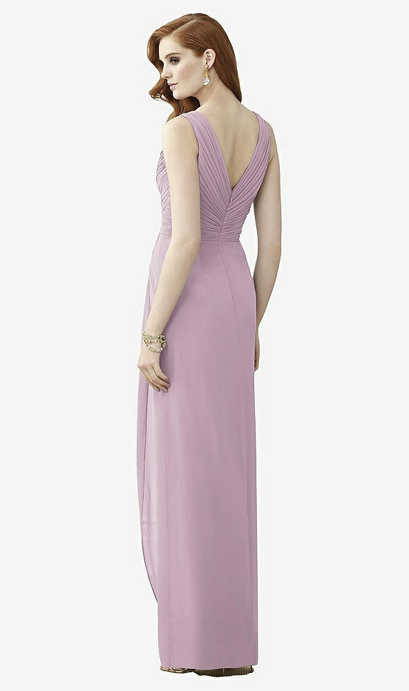 Back View - Suede Rose Sleeveless Draped Faux Wrap Maxi Dress - Dahlia