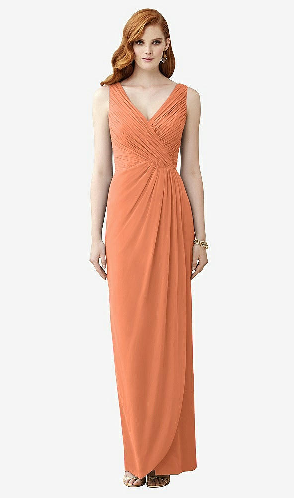 Front View - Sweet Melon Sleeveless Draped Faux Wrap Maxi Dress - Dahlia