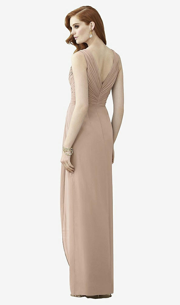 Back View - Topaz Sleeveless Draped Faux Wrap Maxi Dress - Dahlia