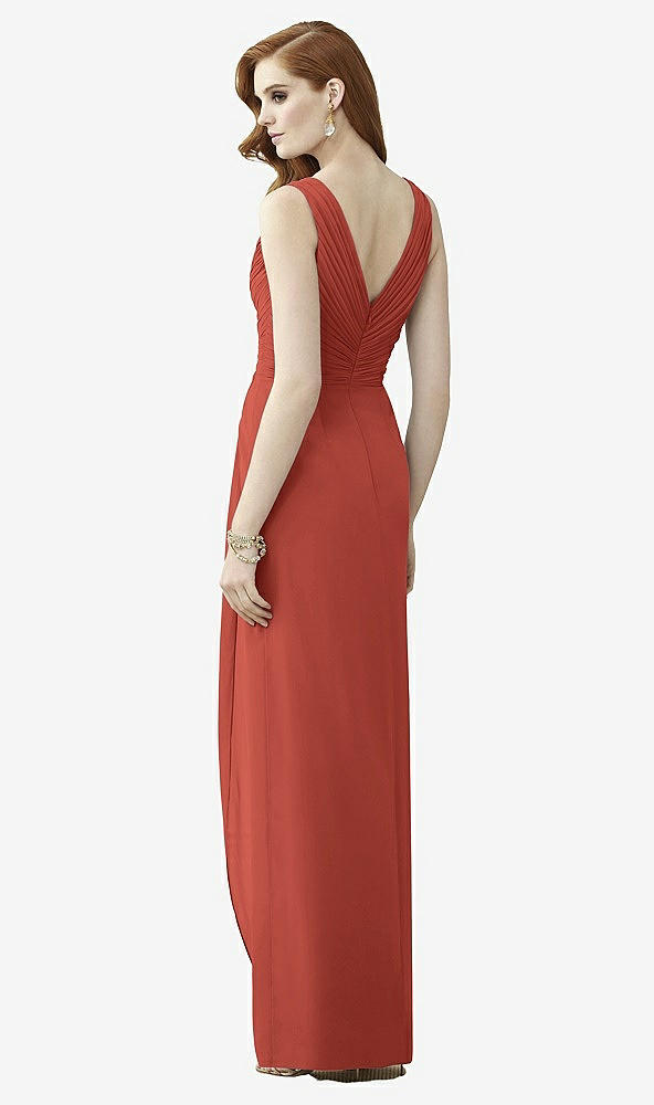 Back View - Amber Sunset Sleeveless Draped Faux Wrap Maxi Dress - Dahlia