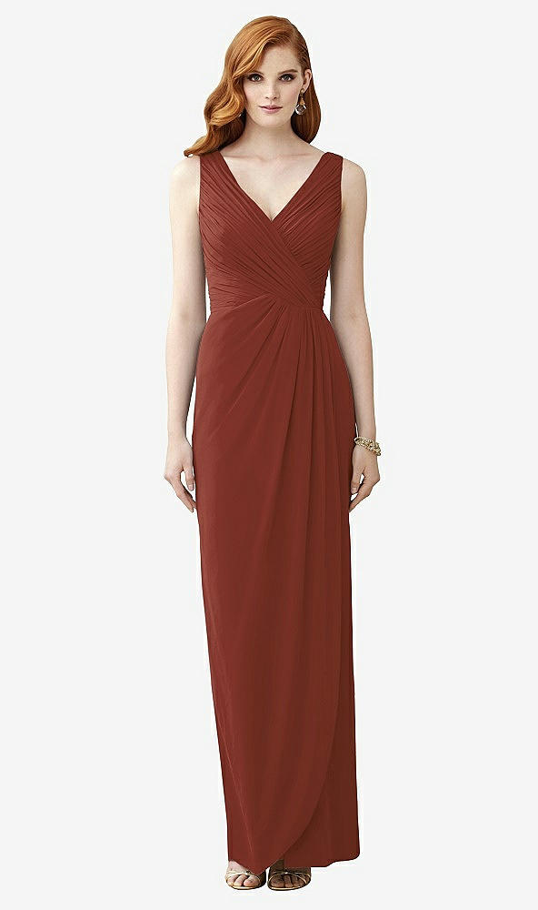 Front View - Auburn Moon Sleeveless Draped Faux Wrap Maxi Dress - Dahlia