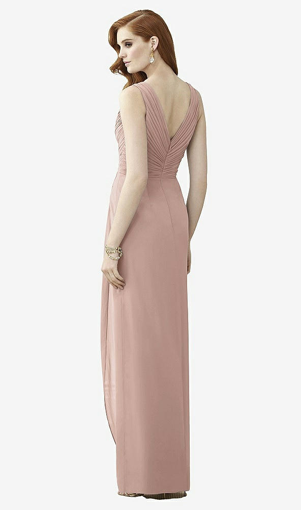 Back View - Bliss Sleeveless Draped Faux Wrap Maxi Dress - Dahlia