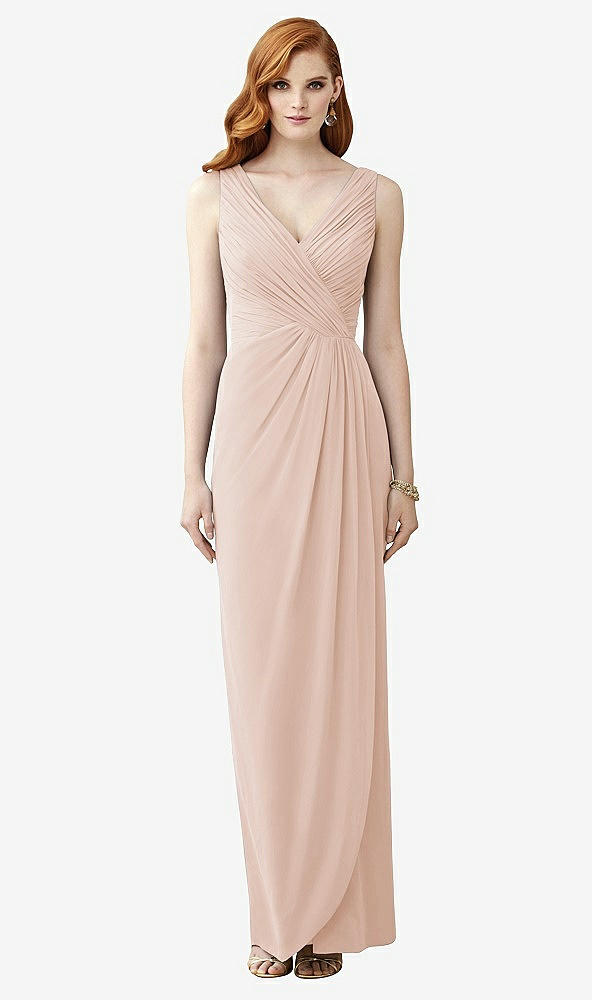 Front View - Cameo Sleeveless Draped Faux Wrap Maxi Dress - Dahlia