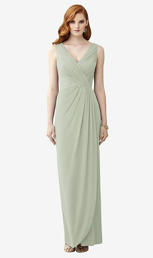 Front View - Celadon Sleeveless Draped Faux Wrap Maxi Dress - Dahlia