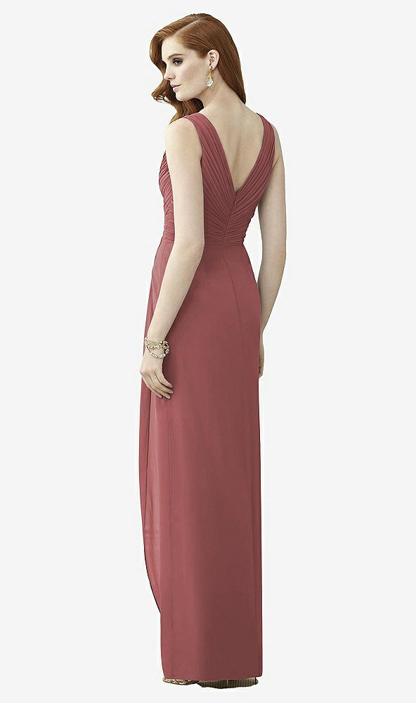 Back View - English Rose Sleeveless Draped Faux Wrap Maxi Dress - Dahlia