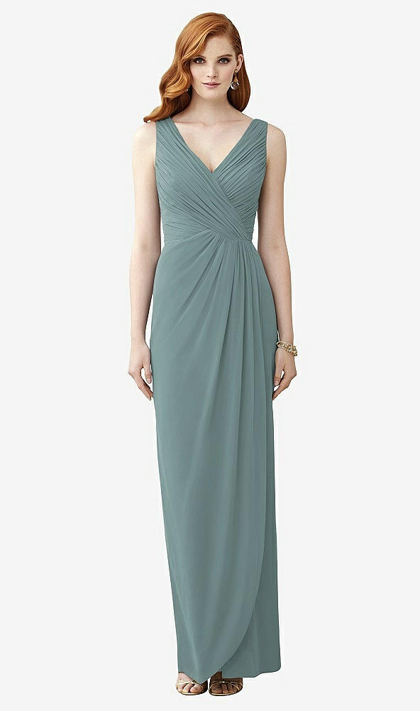 Front View - Icelandic Sleeveless Draped Faux Wrap Maxi Dress - Dahlia