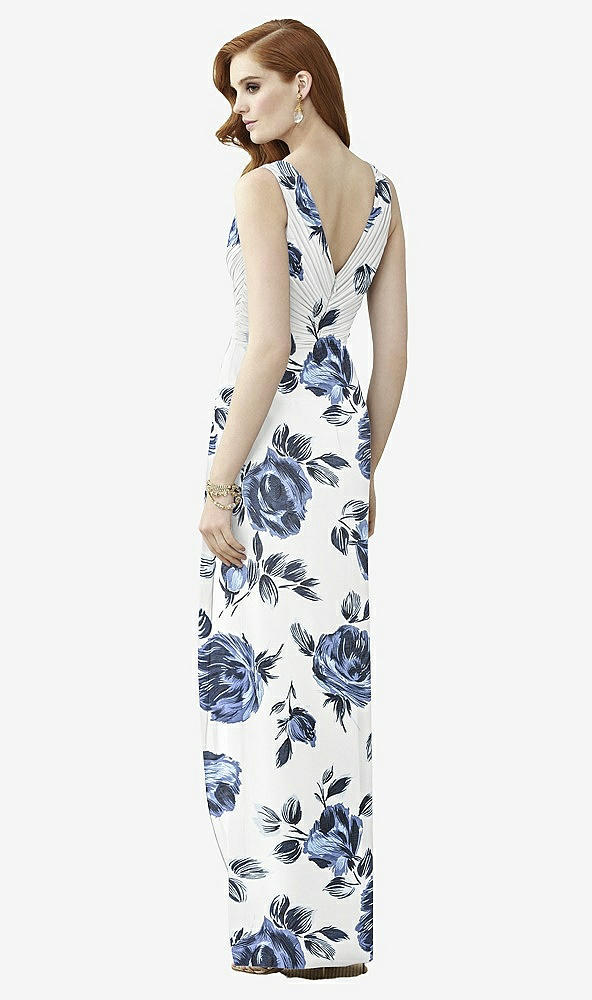 Back View - Indigo Rose Sleeveless Draped Faux Wrap Maxi Dress - Dahlia