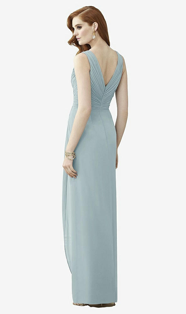 Back View - Morning Sky Sleeveless Draped Faux Wrap Maxi Dress - Dahlia