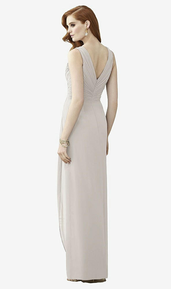 Back View - Oyster Sleeveless Draped Faux Wrap Maxi Dress - Dahlia