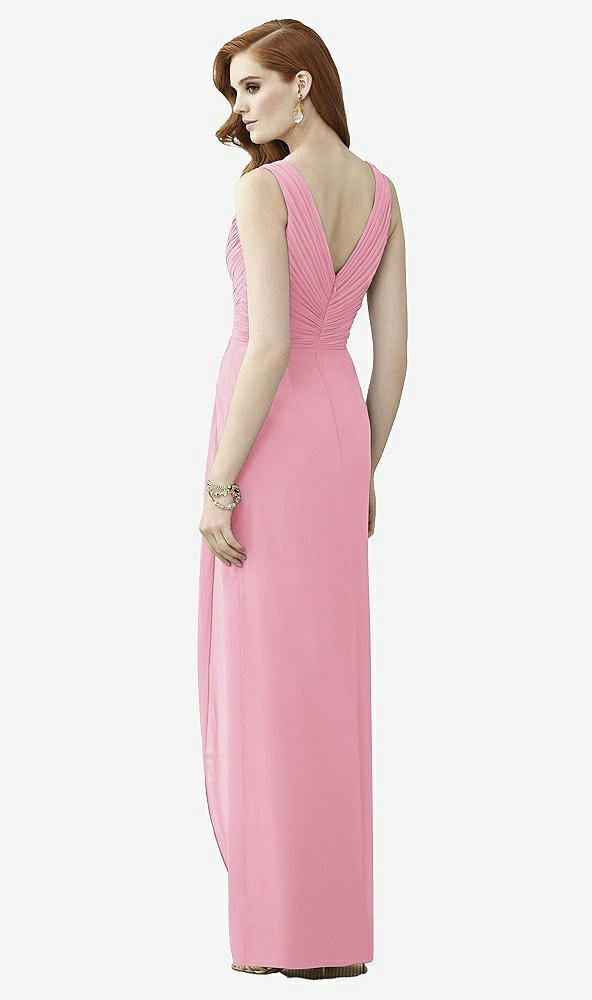 Back View - Peony Pink Sleeveless Draped Faux Wrap Maxi Dress - Dahlia