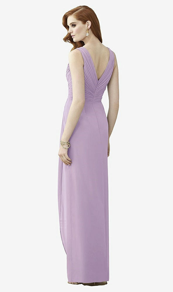 Back View - Pale Purple Sleeveless Draped Faux Wrap Maxi Dress - Dahlia