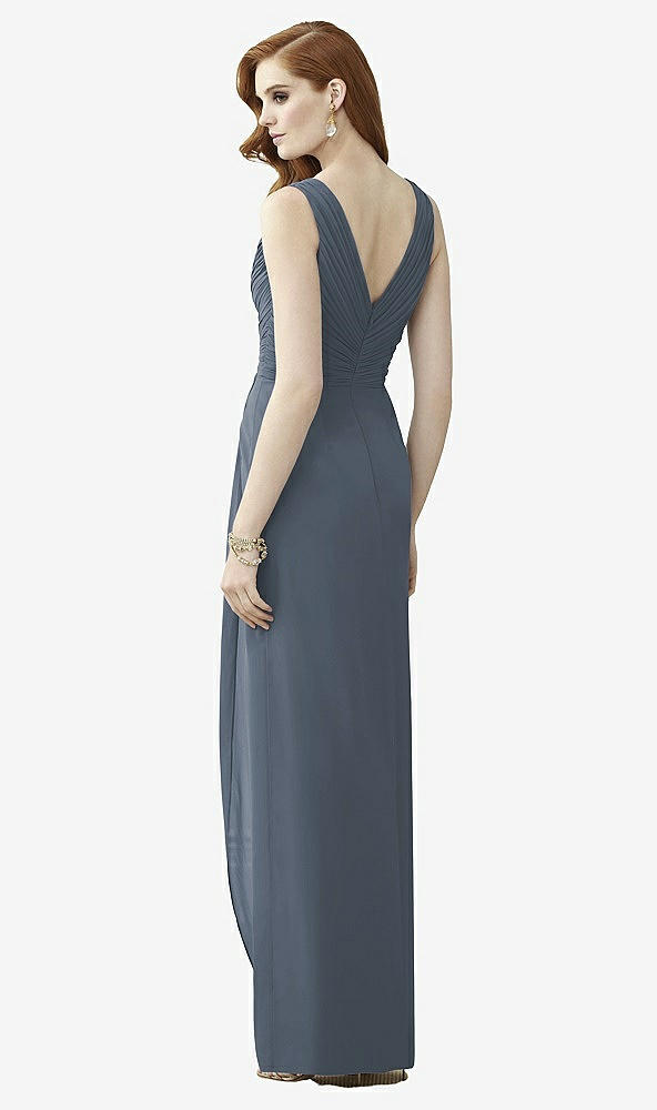 Back View - Silverstone Sleeveless Draped Faux Wrap Maxi Dress - Dahlia