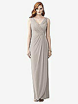 Front View Thumbnail - Taupe Sleeveless Draped Faux Wrap Maxi Dress - Dahlia