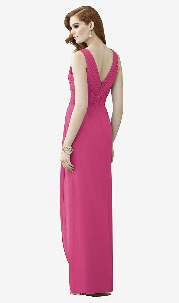 Back View - Tea Rose Sleeveless Draped Faux Wrap Maxi Dress - Dahlia