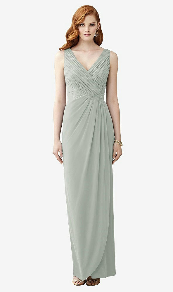 Front View - Willow Green Sleeveless Draped Faux Wrap Maxi Dress - Dahlia