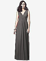 Front View Thumbnail - Caviar Gray Draped V-Neck Shirred Chiffon Maxi Dress - Ari