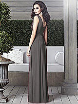 Rear View Thumbnail - Caviar Gray Draped V-Neck Shirred Chiffon Maxi Dress - Ari