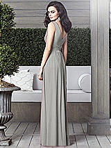 Rear View Thumbnail - Chelsea Gray Draped V-Neck Shirred Chiffon Maxi Dress - Ari