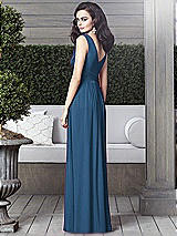 Rear View Thumbnail - Dusk Blue Draped V-Neck Shirred Chiffon Maxi Dress - Ari