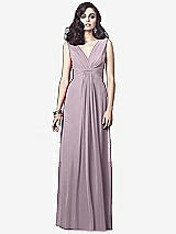 Front View Thumbnail - Lilac Dusk Draped V-Neck Shirred Chiffon Maxi Dress - Ari