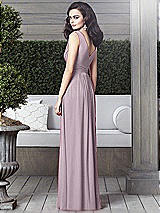 Rear View Thumbnail - Lilac Dusk Draped V-Neck Shirred Chiffon Maxi Dress - Ari