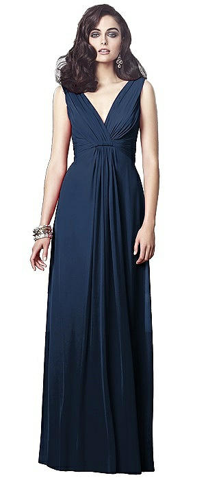 Draped V-Neck Shirred Chiffon Maxi Dress - Ari