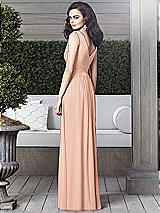 Rear View Thumbnail - Pale Peach Draped V-Neck Shirred Chiffon Maxi Dress - Ari