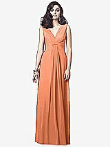 Front View Thumbnail - Sweet Melon Draped V-Neck Shirred Chiffon Maxi Dress - Ari