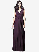 Front View Thumbnail - Aubergine Draped V-Neck Shirred Chiffon Maxi Dress - Ari