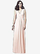 Front View Thumbnail - Blush Draped V-Neck Shirred Chiffon Maxi Dress - Ari