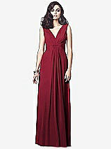 Front View Thumbnail - Burgundy Draped V-Neck Shirred Chiffon Maxi Dress - Ari