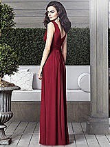 Rear View Thumbnail - Burgundy Draped V-Neck Shirred Chiffon Maxi Dress - Ari