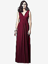 Front View Thumbnail - Cabernet Draped V-Neck Shirred Chiffon Maxi Dress - Ari