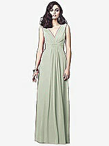 Front View Thumbnail - Celadon Draped V-Neck Shirred Chiffon Maxi Dress - Ari