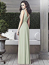 Rear View Thumbnail - Celadon Draped V-Neck Shirred Chiffon Maxi Dress - Ari