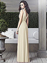 Rear View Thumbnail - Champagne Draped V-Neck Shirred Chiffon Maxi Dress - Ari