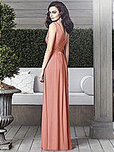 Rear View Thumbnail - Desert Rose Draped V-Neck Shirred Chiffon Maxi Dress - Ari