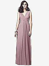 Front View Thumbnail - Dusty Rose Draped V-Neck Shirred Chiffon Maxi Dress - Ari