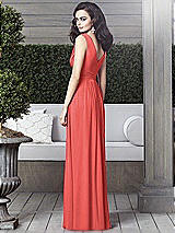 Rear View Thumbnail - Perfect Coral Draped V-Neck Shirred Chiffon Maxi Dress - Ari