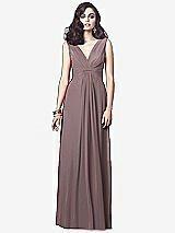 Front View Thumbnail - French Truffle Draped V-Neck Shirred Chiffon Maxi Dress - Ari