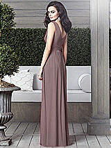 Rear View Thumbnail - French Truffle Draped V-Neck Shirred Chiffon Maxi Dress - Ari