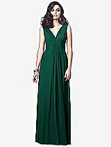 Front View Thumbnail - Hunter Green Draped V-Neck Shirred Chiffon Maxi Dress - Ari