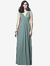 Front View Thumbnail - Icelandic Draped V-Neck Shirred Chiffon Maxi Dress - Ari