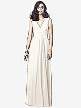 Front View Thumbnail - Ivory Draped V-Neck Shirred Chiffon Maxi Dress - Ari