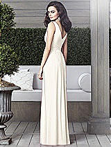 Rear View Thumbnail - Ivory Draped V-Neck Shirred Chiffon Maxi Dress - Ari