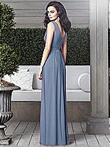 Rear View Thumbnail - Larkspur Blue Draped V-Neck Shirred Chiffon Maxi Dress - Ari