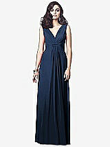 Front View Thumbnail - Midnight Navy Draped V-Neck Shirred Chiffon Maxi Dress - Ari