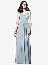 Front View Thumbnail - Mist Draped V-Neck Shirred Chiffon Maxi Dress - Ari